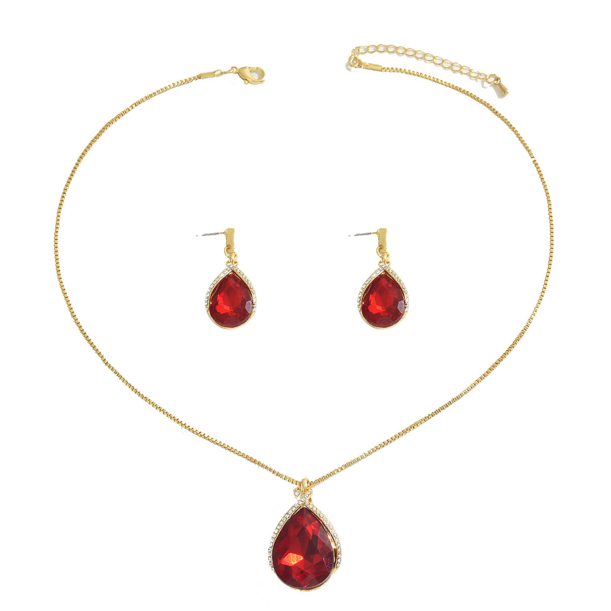 Crystal Geometric Necklace & Earrings Set