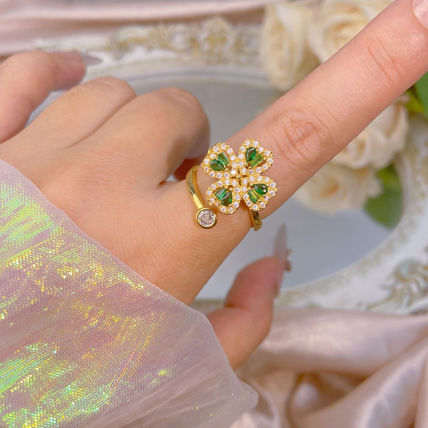 Zircon Floral Spinning Ring