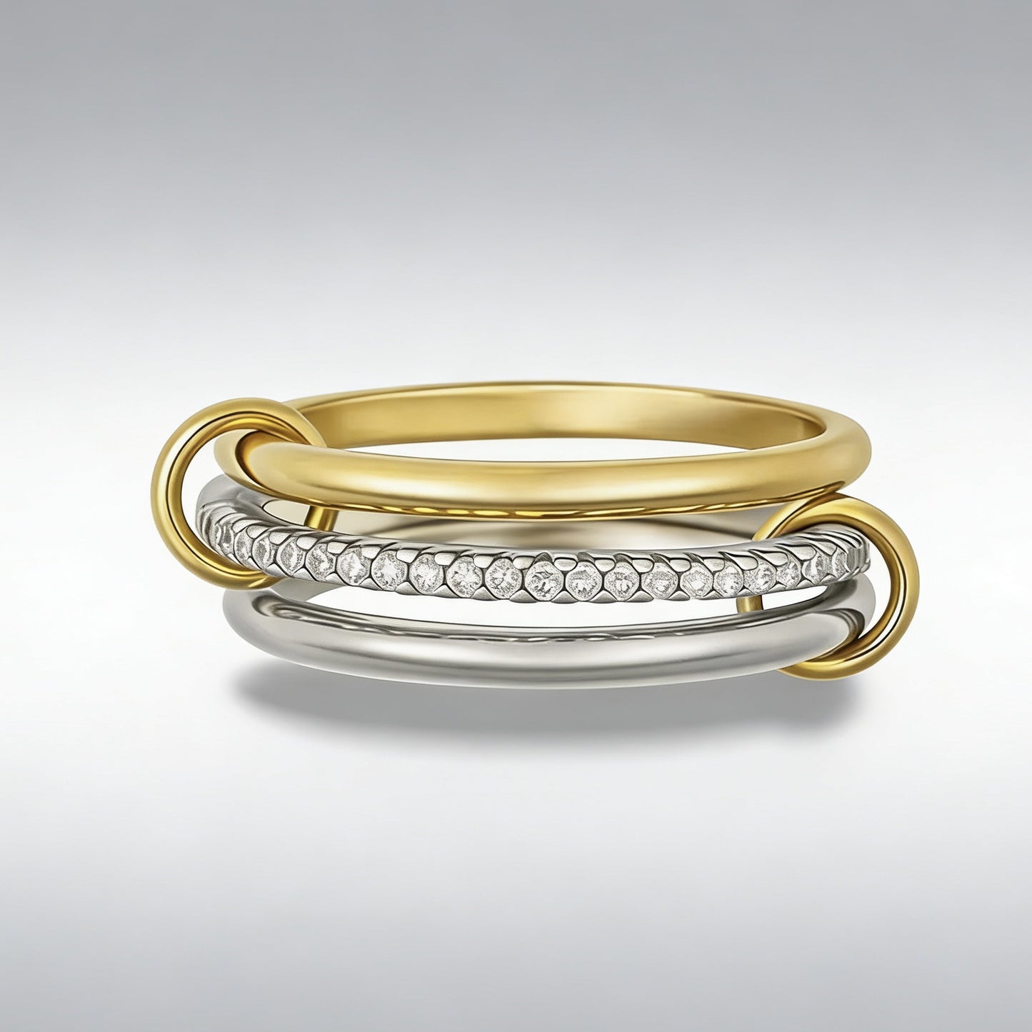 Interlocking Zircon Triple Ring Set
