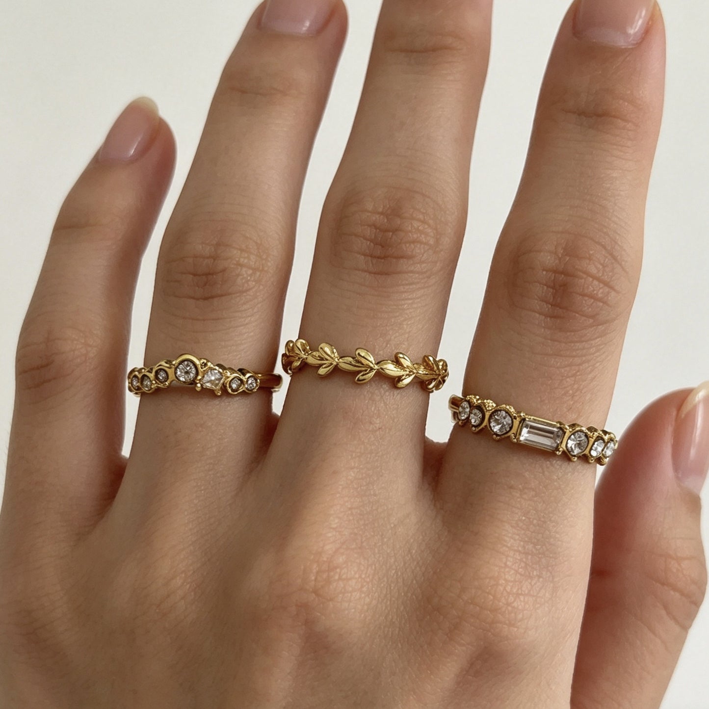 18K Gold-Plated Ring Set — 3 Pieces