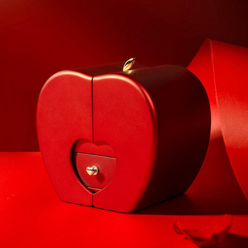 Eternal Rose Apple Box & Heart Necklace Gift Set