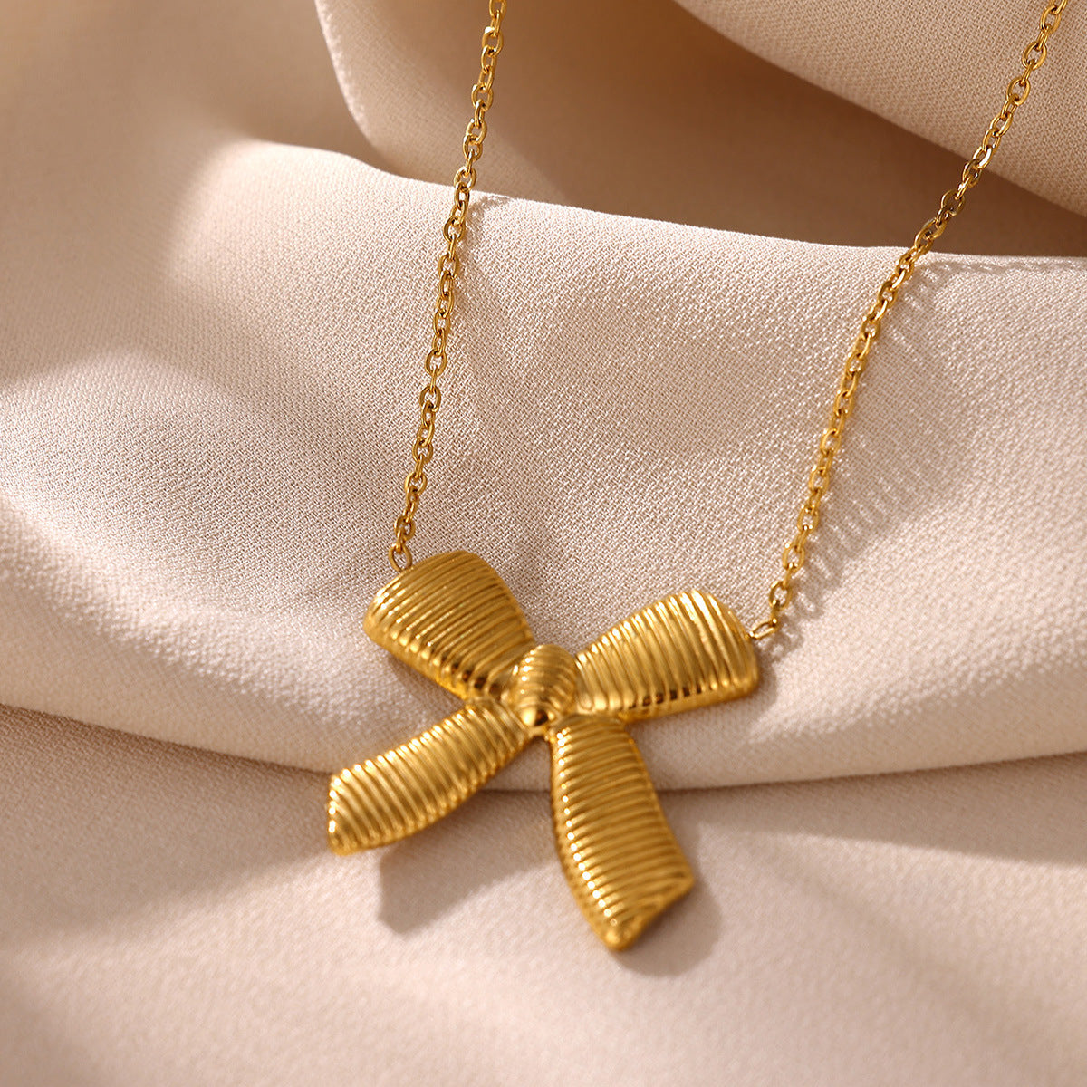 Gold-Plated Bow Knot Stainless Steel Necklace