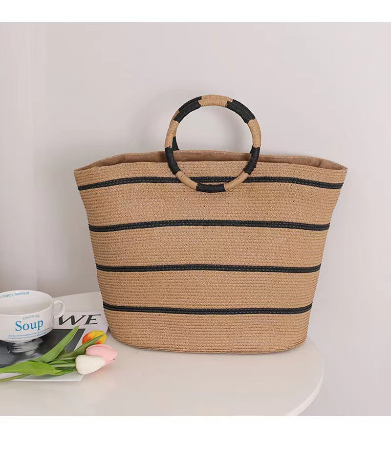 Round Straw Beach Bag