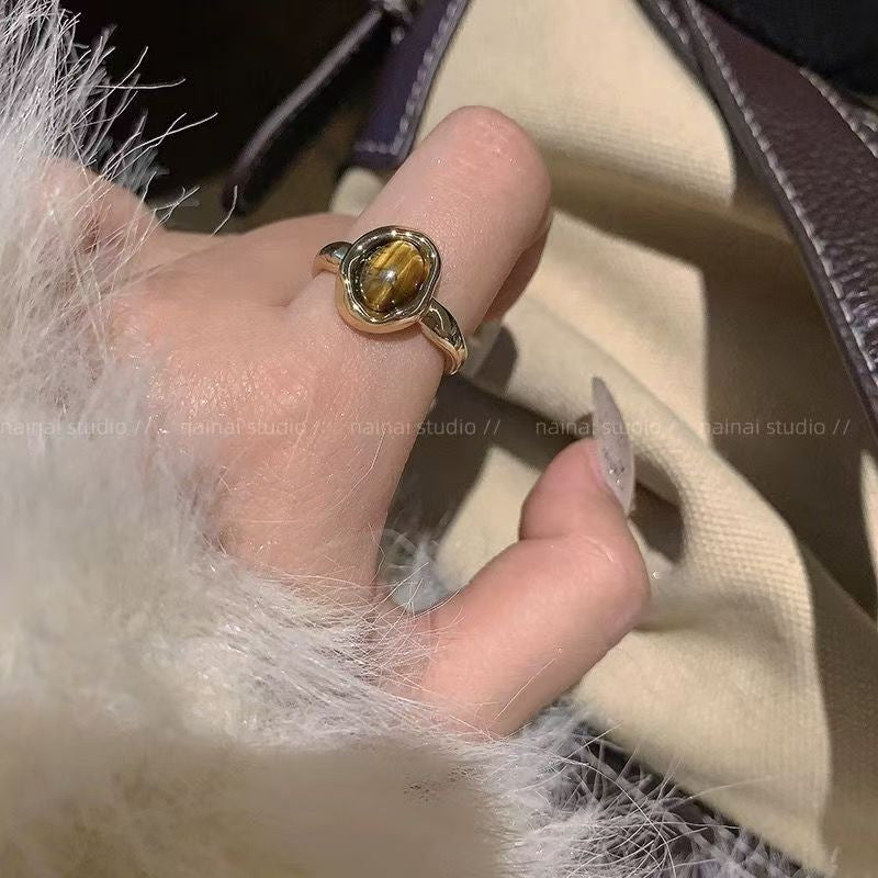 Vintage Tiger Eye Open Ring