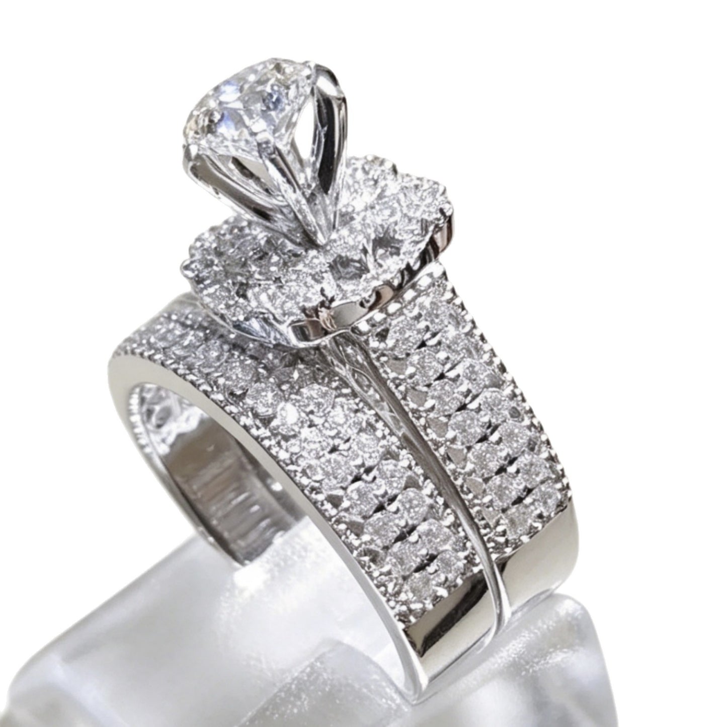 Platinum-Plated Diamond Octagon Ring