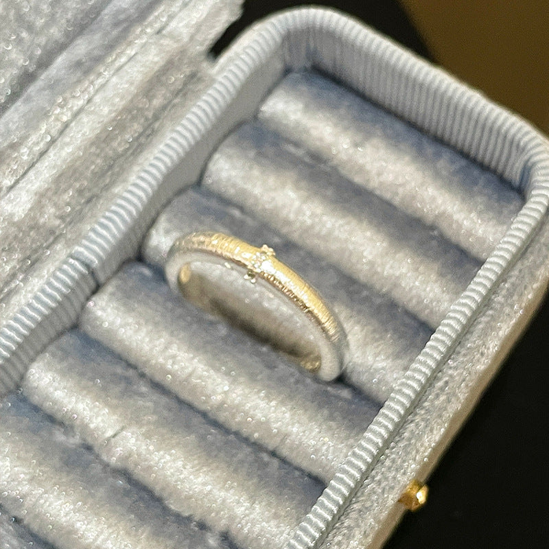 Sparkling Zircon Brushed Open Ring