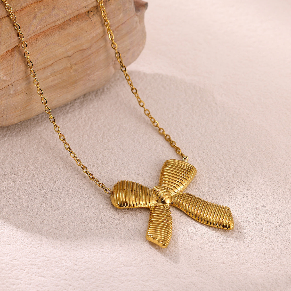 Gold-Plated Bow Knot Stainless Steel Necklace