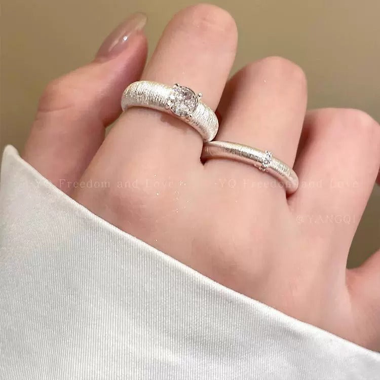 Sparkling Zircon Brushed Open Ring