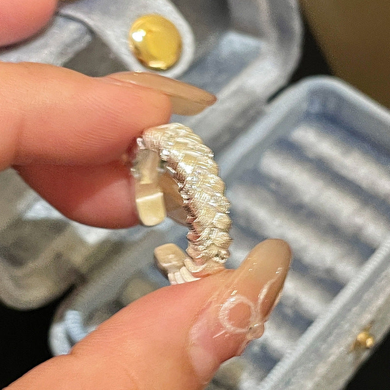 Sparkling Zircon Brushed Open Ring
