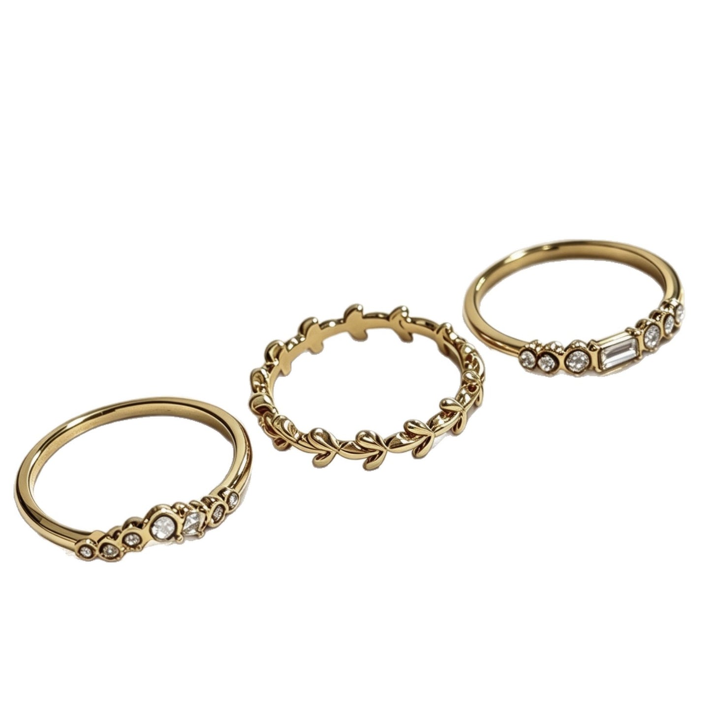18K Gold-Plated Ring Set — 3 Pieces