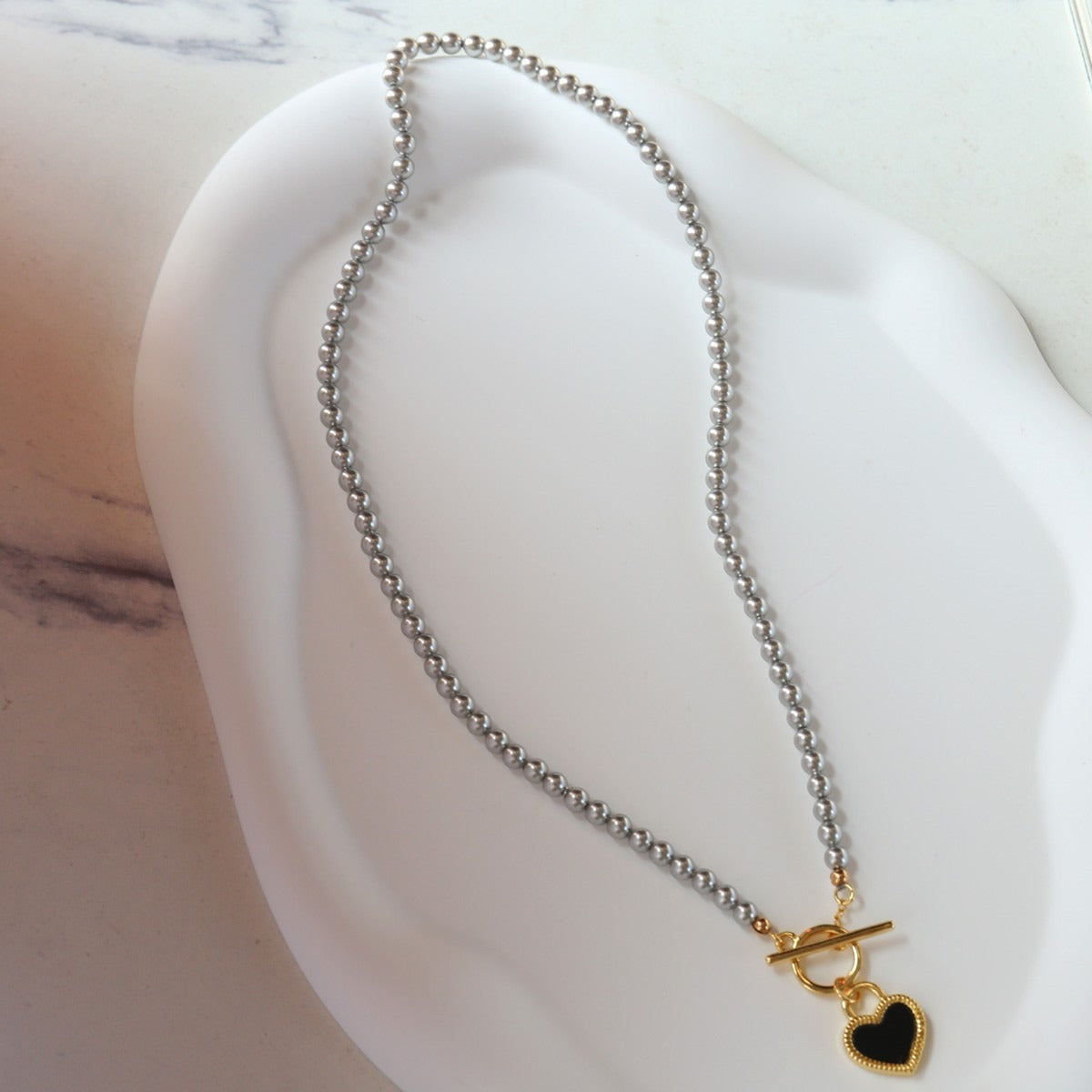 Double-Sided Pearl Heart Necklace
