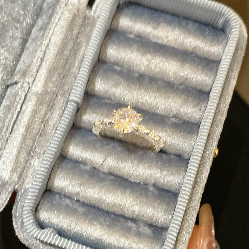 Sparkling Zircon Brushed Open Ring