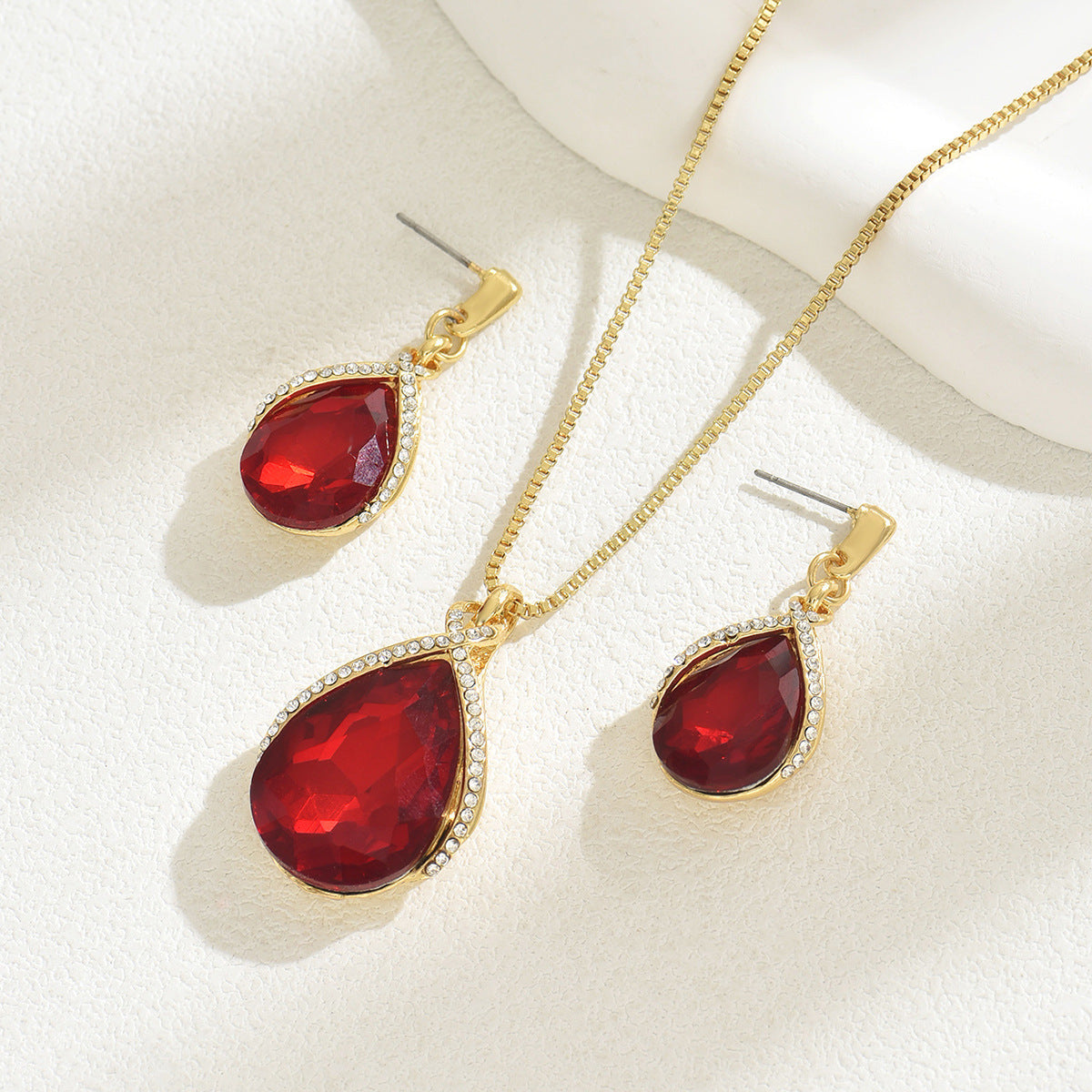 Crystal Geometric Necklace & Earrings Set
