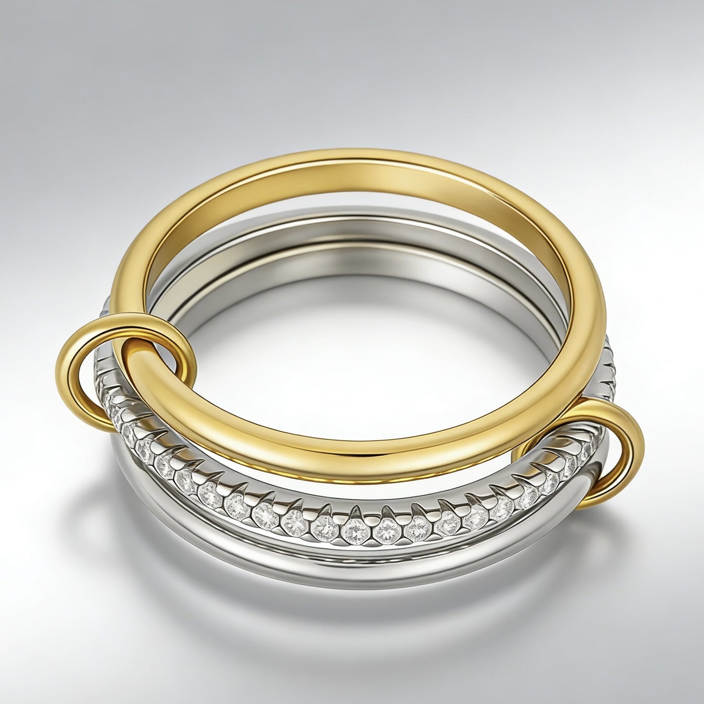 Interlocking Zircon Triple Ring Set
