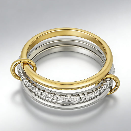 Interlocking Zircon Triple Ring Set