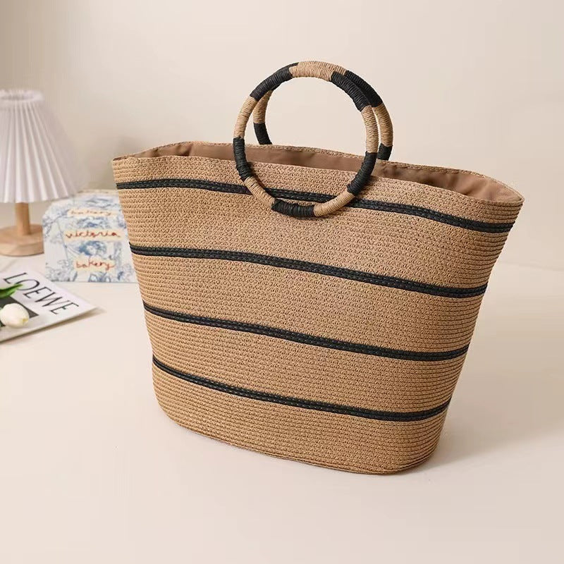 Round Straw Beach Bag