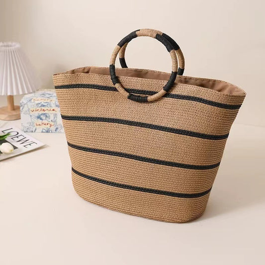 Round Straw Beach Bag