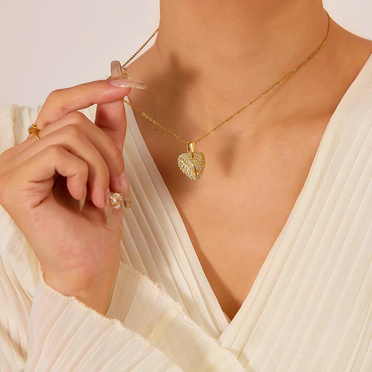 Wings & Heart Titanium Steel Necklace