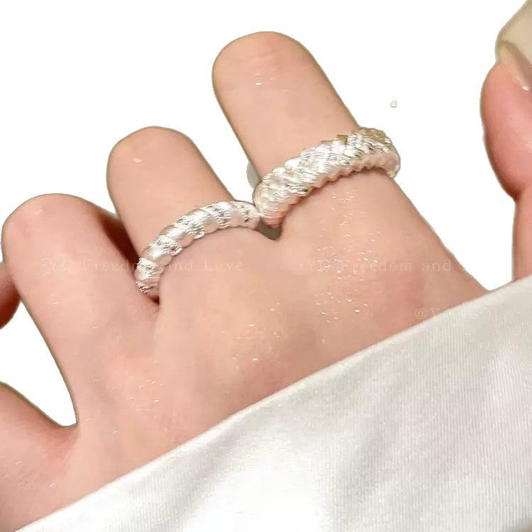 Sparkling Zircon Brushed Open Ring