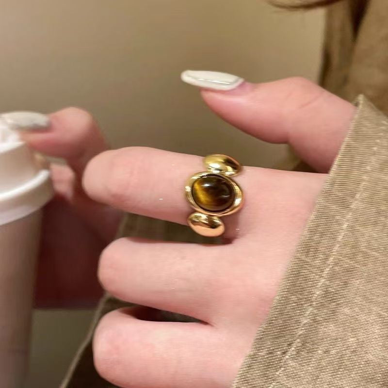 Vintage Tiger Eye Open Ring