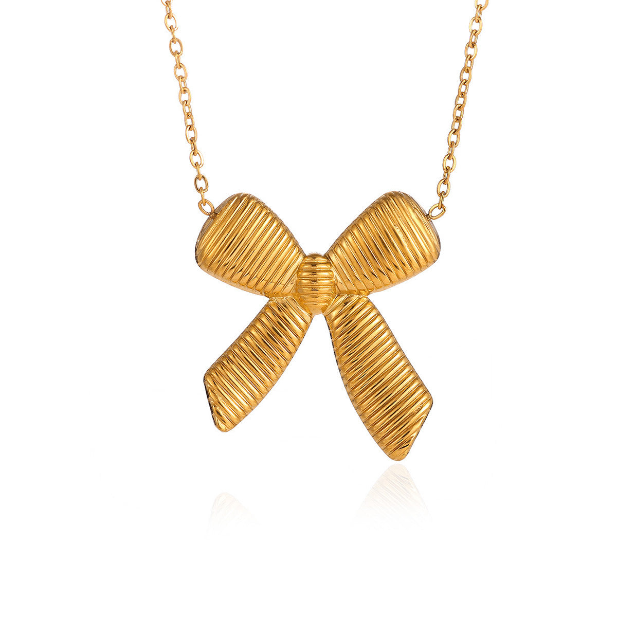 Gold-Plated Bow Knot Stainless Steel Necklace