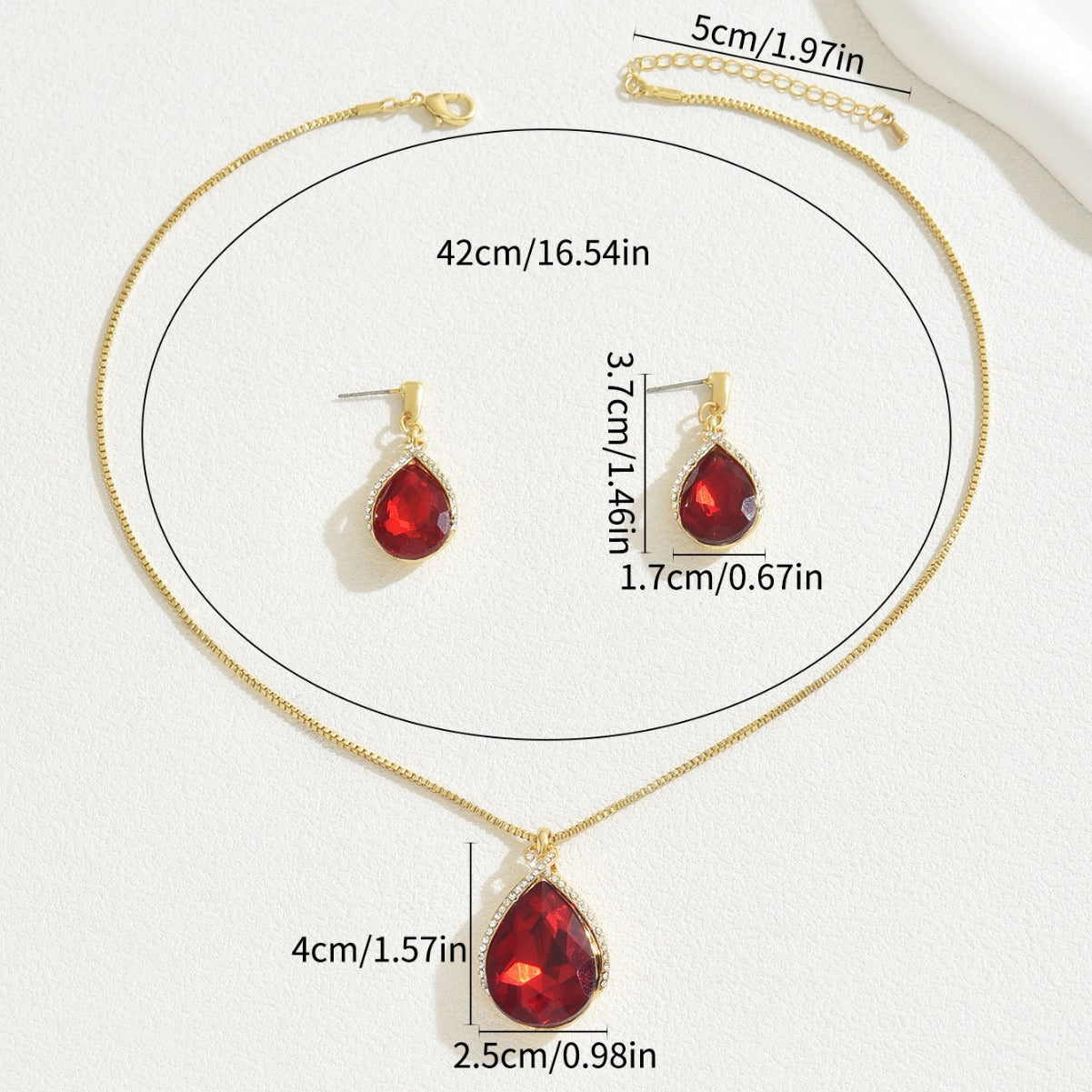 Crystal Geometric Necklace & Earrings Set