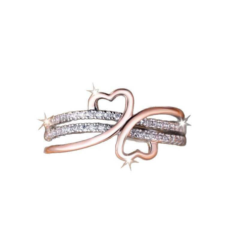 Two-Tone Zircon Heart Ring