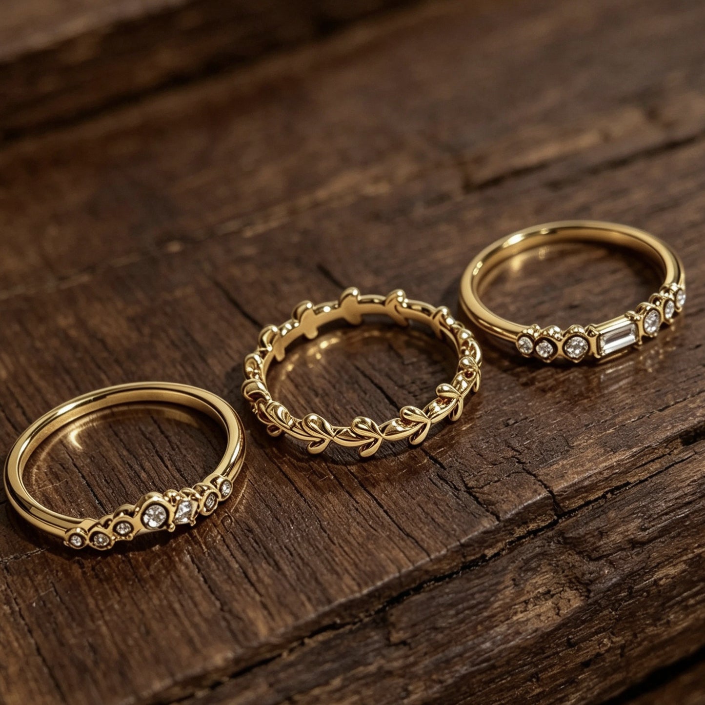 18K Gold-Plated Ring Set — 3 Pieces