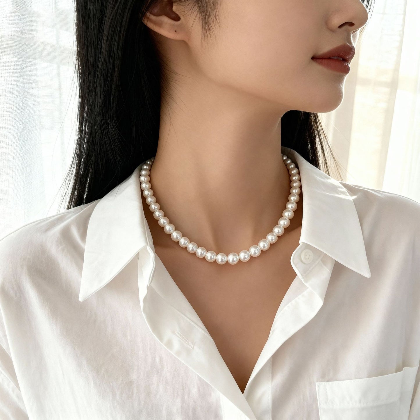 Baroque Pearl Platinum-Plated Necklace