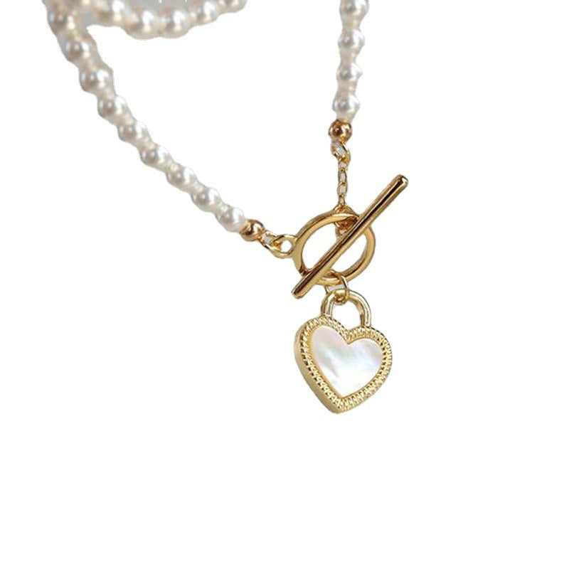 Double-Sided Pearl Heart Necklace