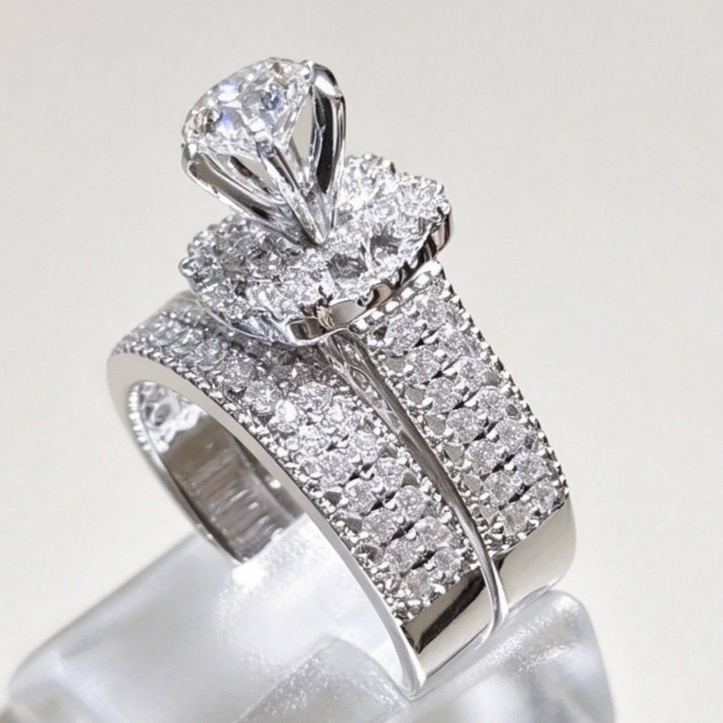 Platinum-Plated Diamond Octagon Ring