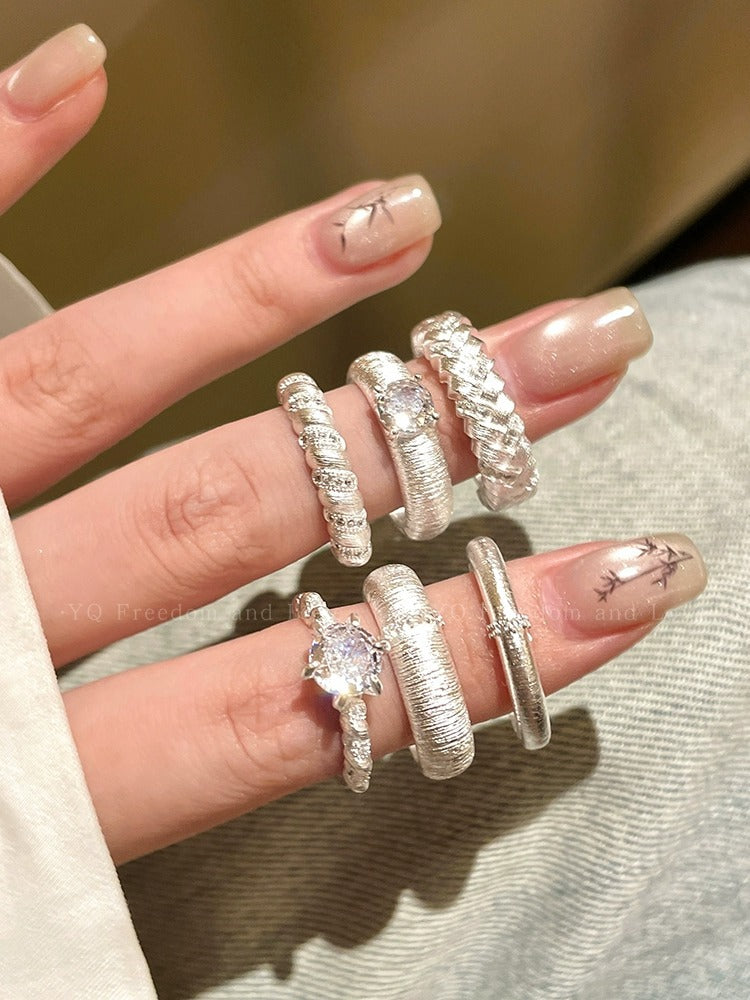 Sparkling Zircon Brushed Open Ring