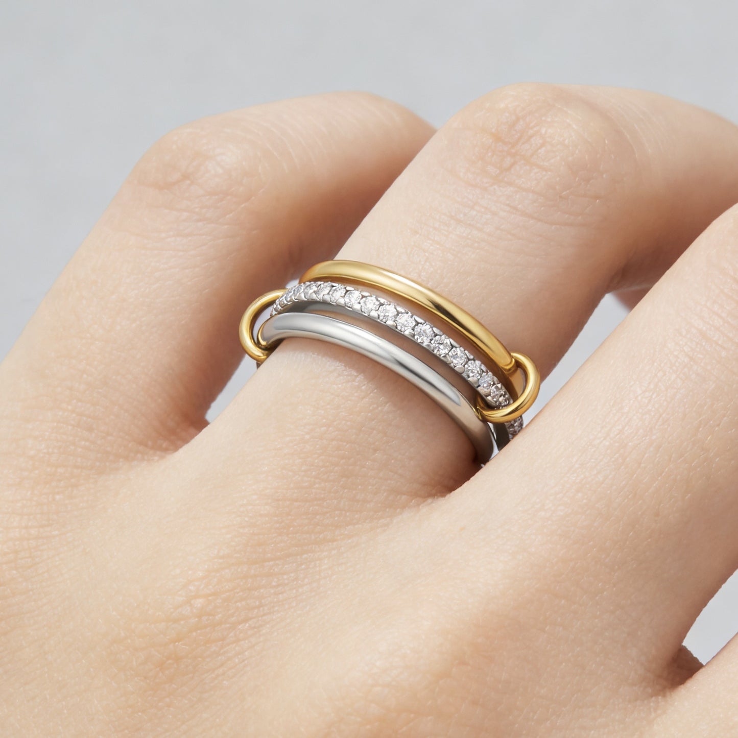 Interlocking Zircon Triple Ring Set