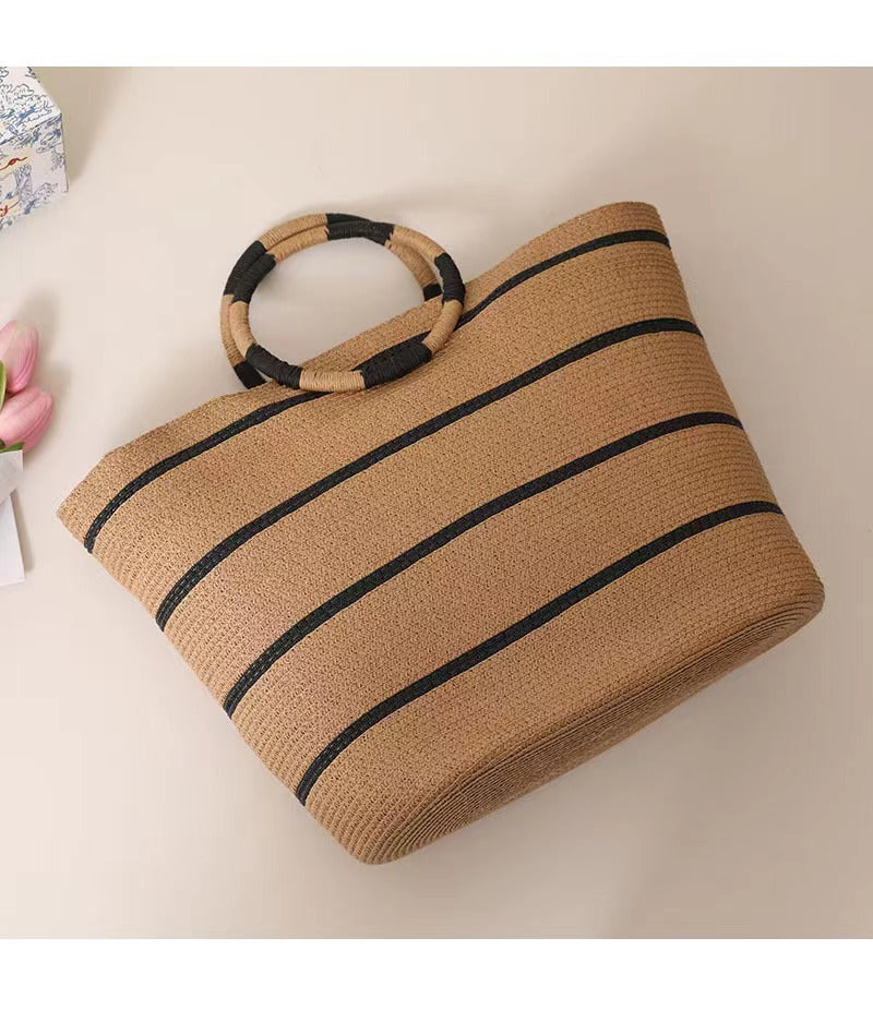 Round Straw Beach Bag