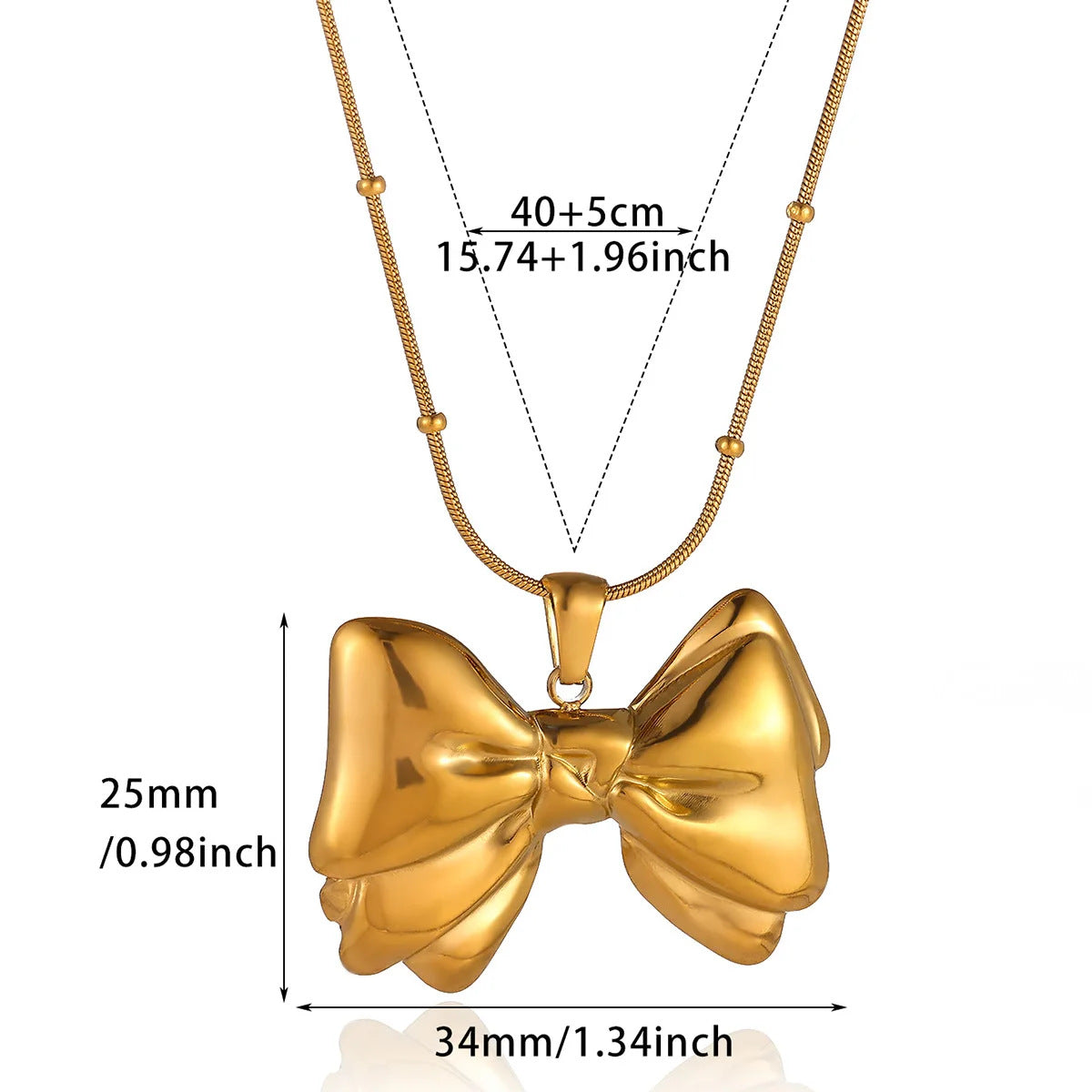 Gold-Plated Bow Knot Stainless Steel Necklace