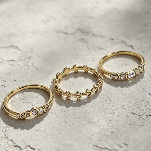 18K Gold-Plated Ring Set — 3 Pieces