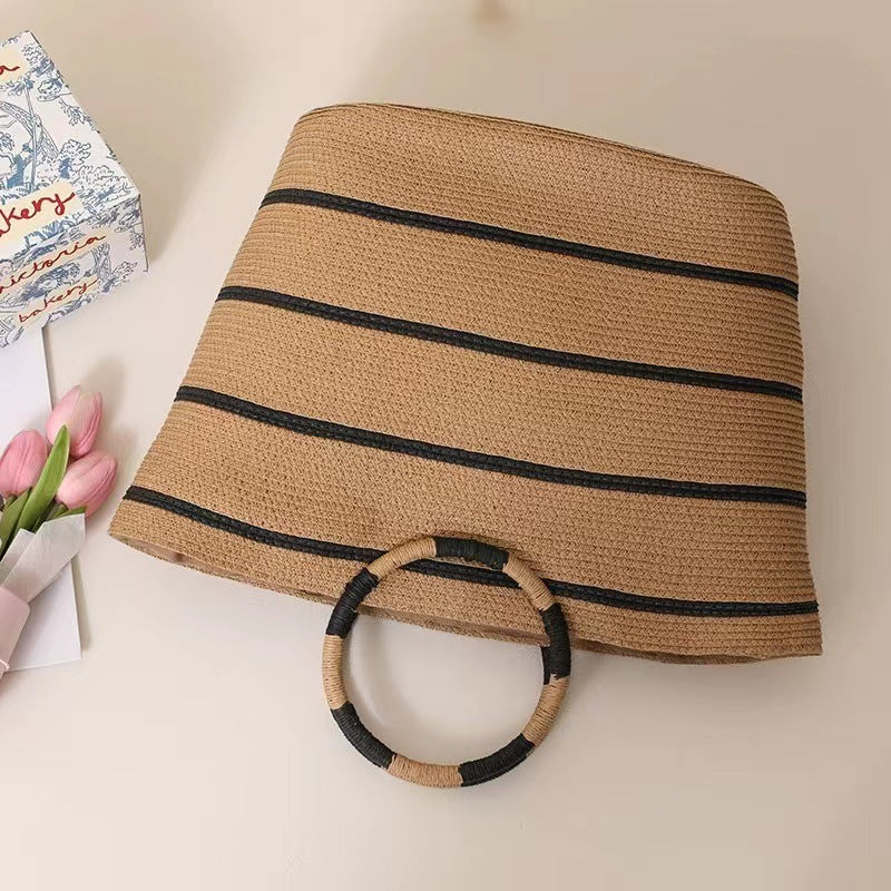 Round Straw Beach Bag