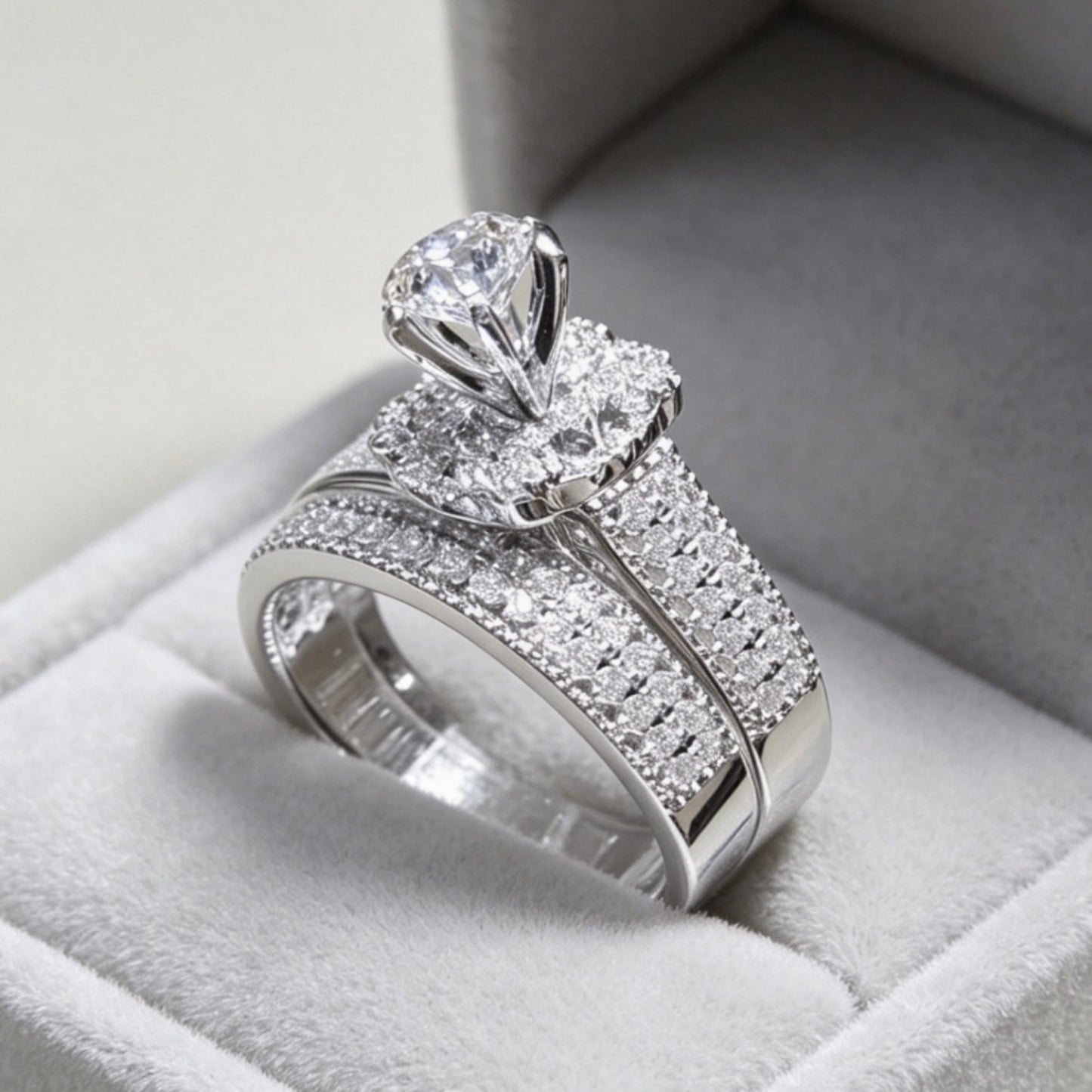 Platinum-Plated Diamond Octagon Ring